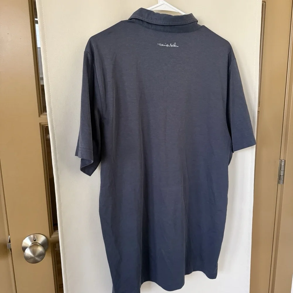 Travis Mathew Men's XL‎ Grey Short Sleeve Golf Polo Shirt American Flag Logo